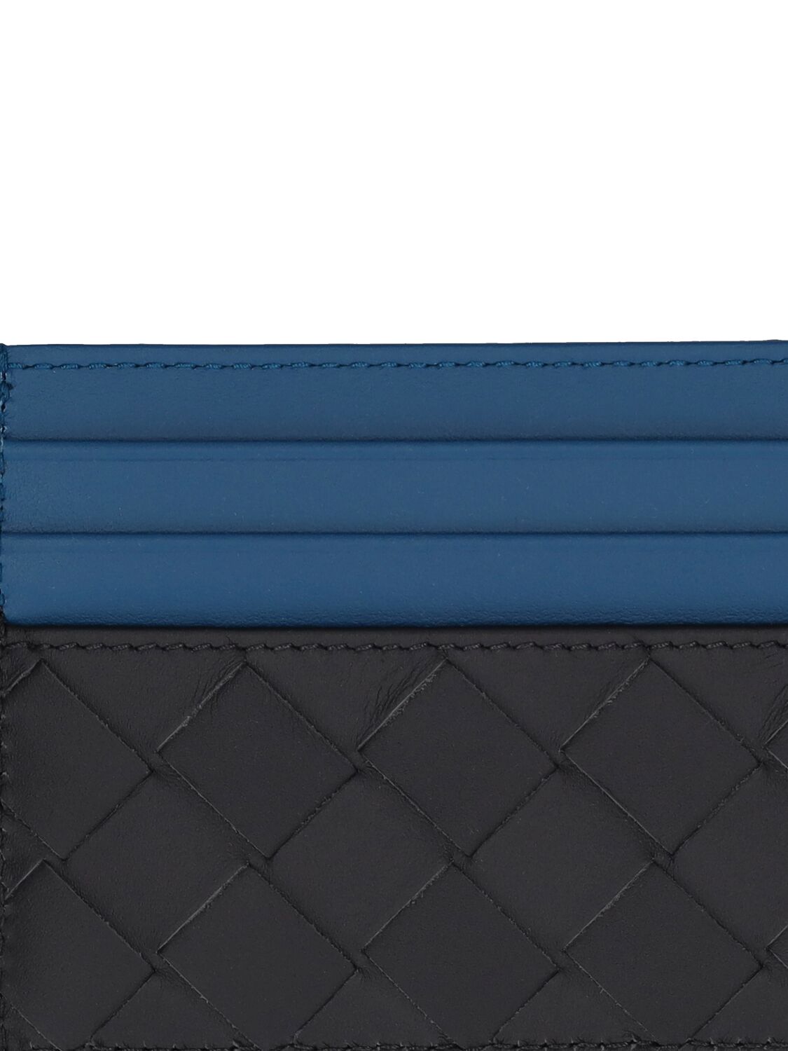 Shop Bottega Veneta Intrecciato Leather Credit Card Case In Ardoise,blue