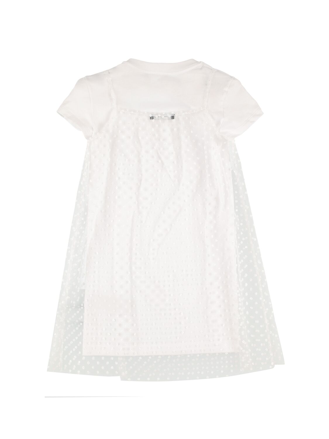 Shop Balmain Glittered Tulle & Cotton Jersey & Dress In White