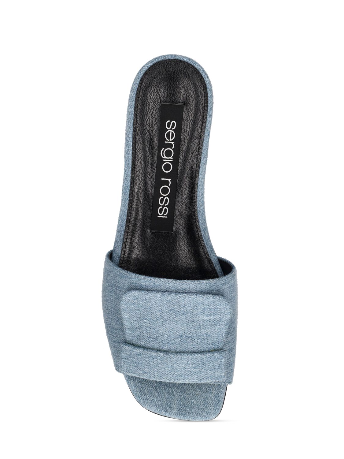 Shop Sergio Rossi 15mm Denim Slide Sandals
