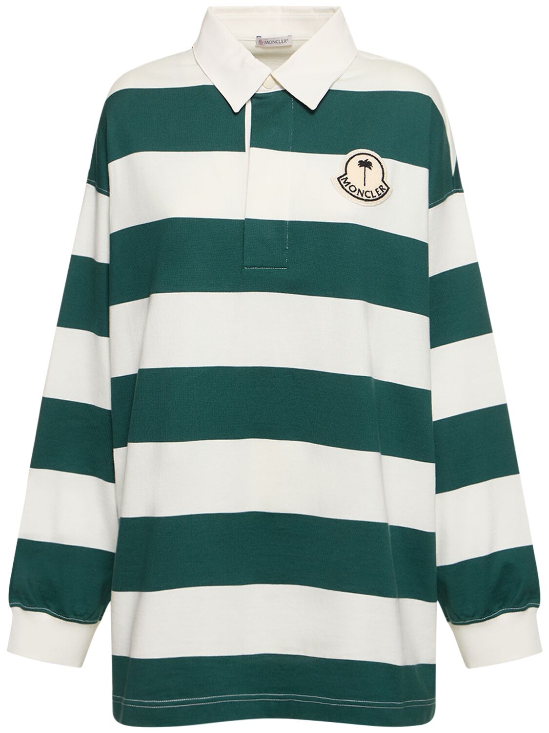 Shop Moncler Genius Moncler X Palm Angels Jersey Polo Shirt In Green,white