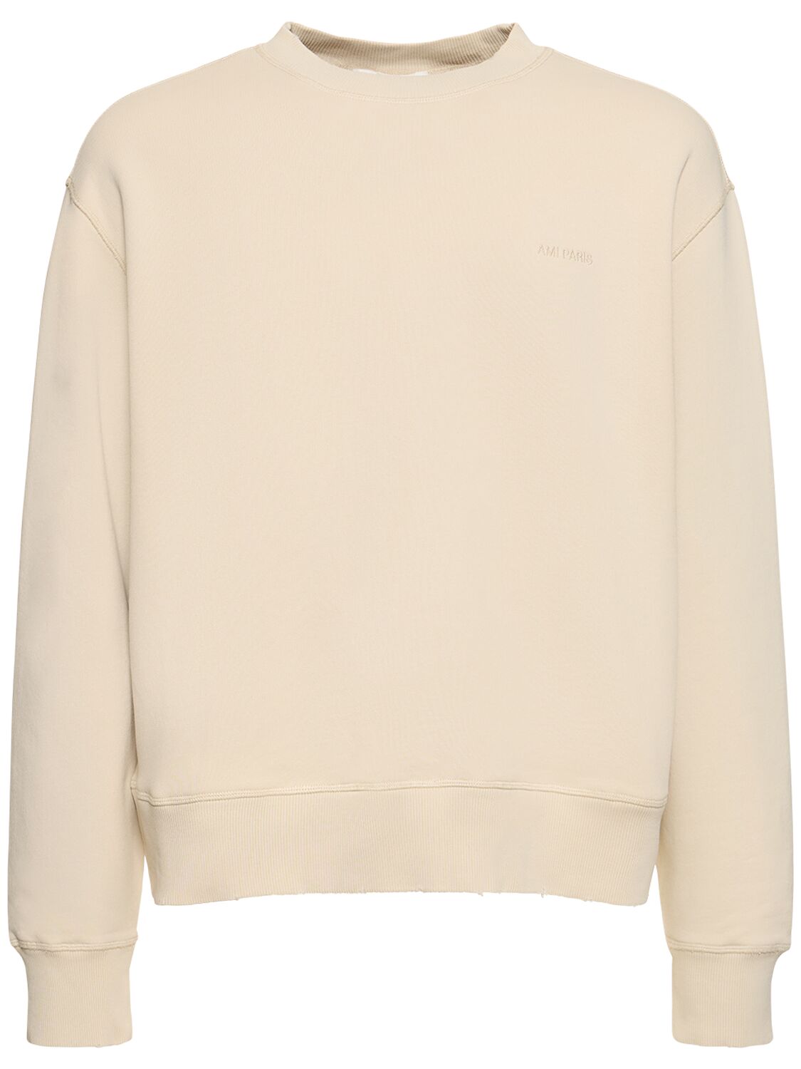 Shop Ami Alexandre Mattiussi Fade Out Logo Crewneck Sweatshirt In Ivory