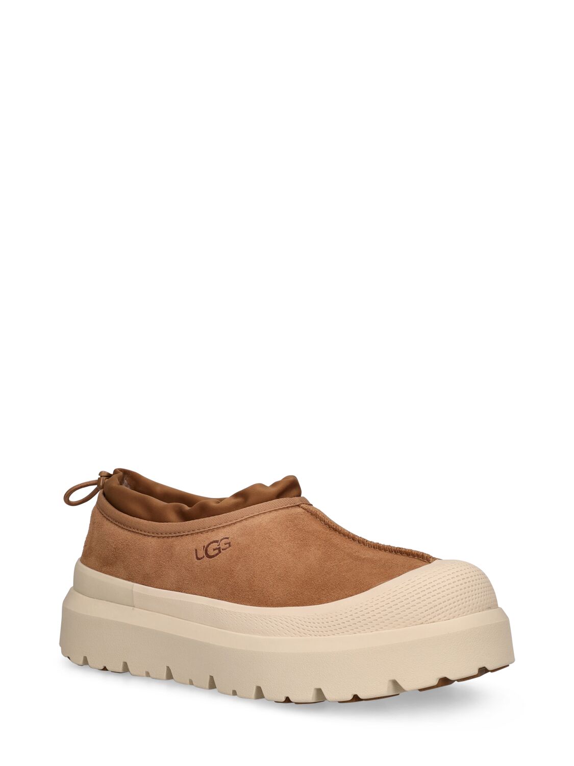 Shop Ugg Tasman Weather Hybrid Galosh Loafers In Chestnut,white