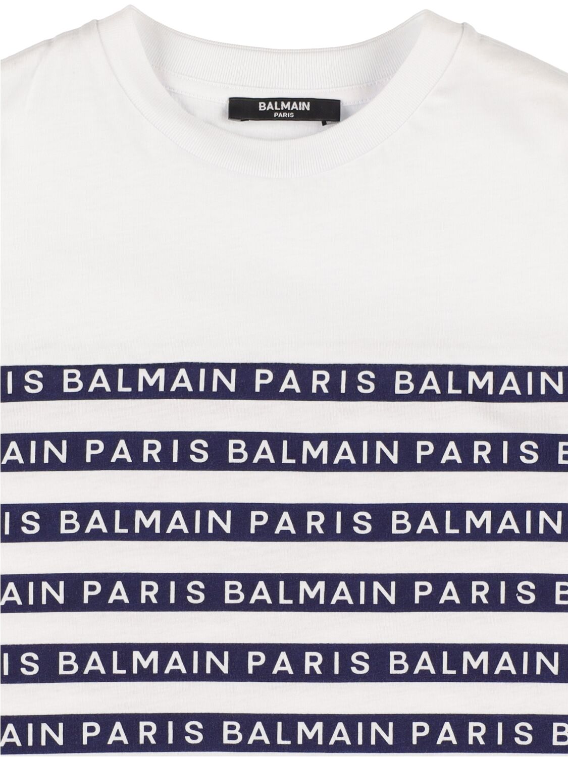 Shop Balmain Organic Cotton Jersey T-shirt In White,blue