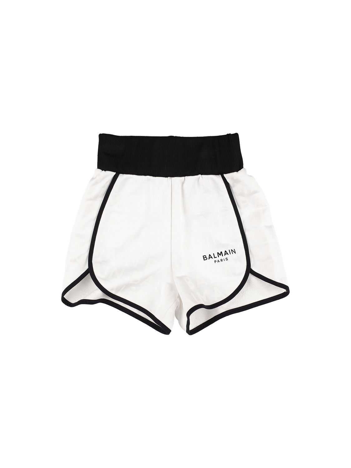 Balmain Kids' Cotton Sweat Shorts In White,black