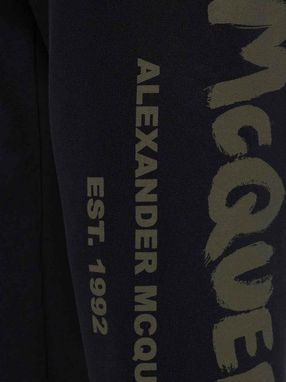 Shop Alexander Mcqueen Graffiti Logo Cotton Sweatpants In Black,khaki