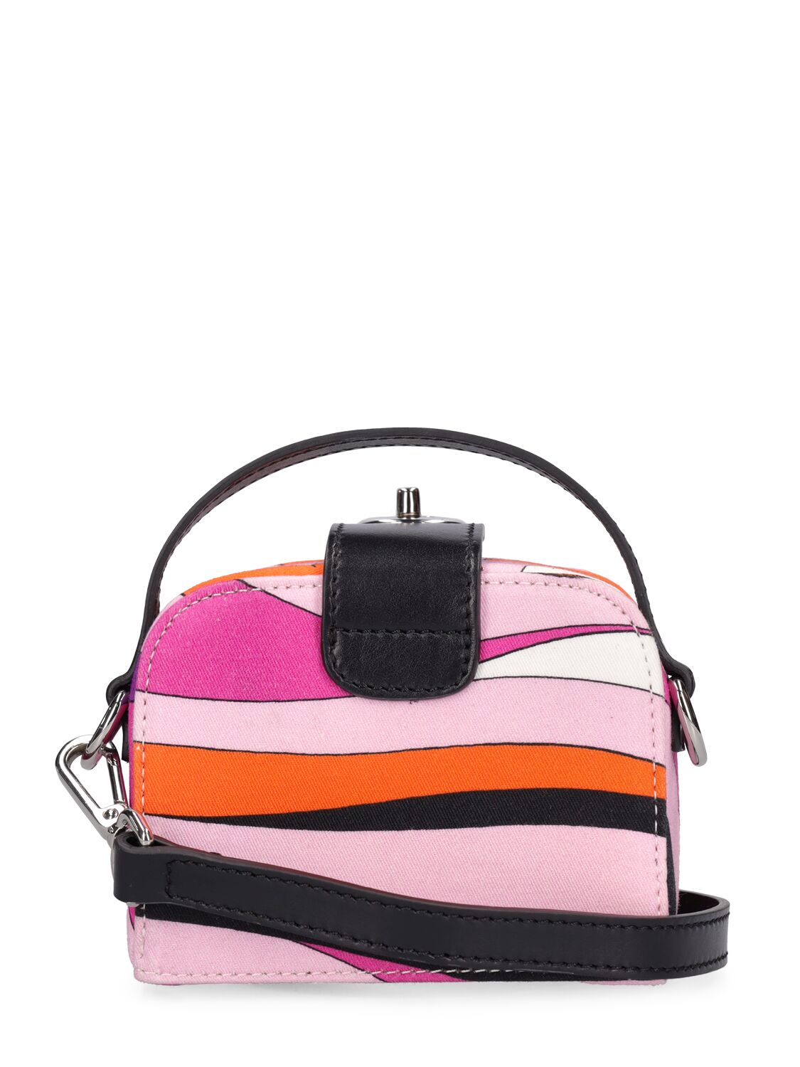 Shop Pucci Printed Cotton Gabardine Shoulder Bag In Fuchsia,multi