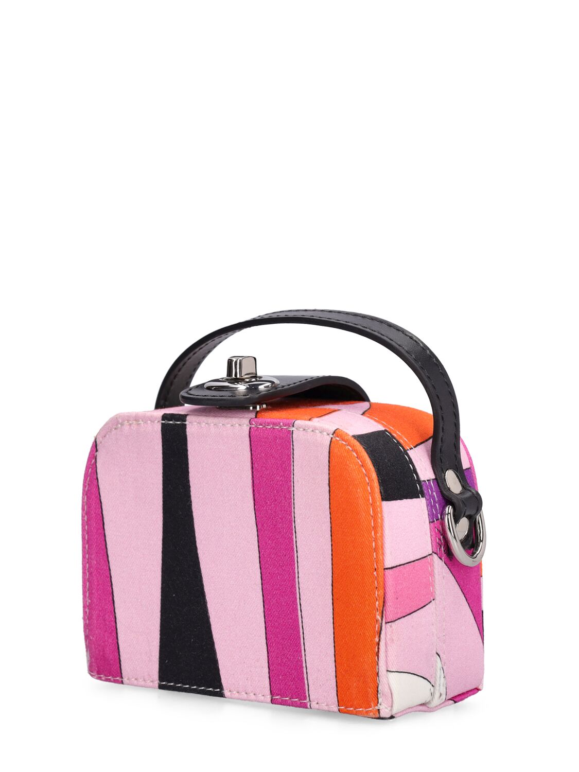 Shop Pucci Printed Cotton Gabardine Shoulder Bag In Fuchsia,multi