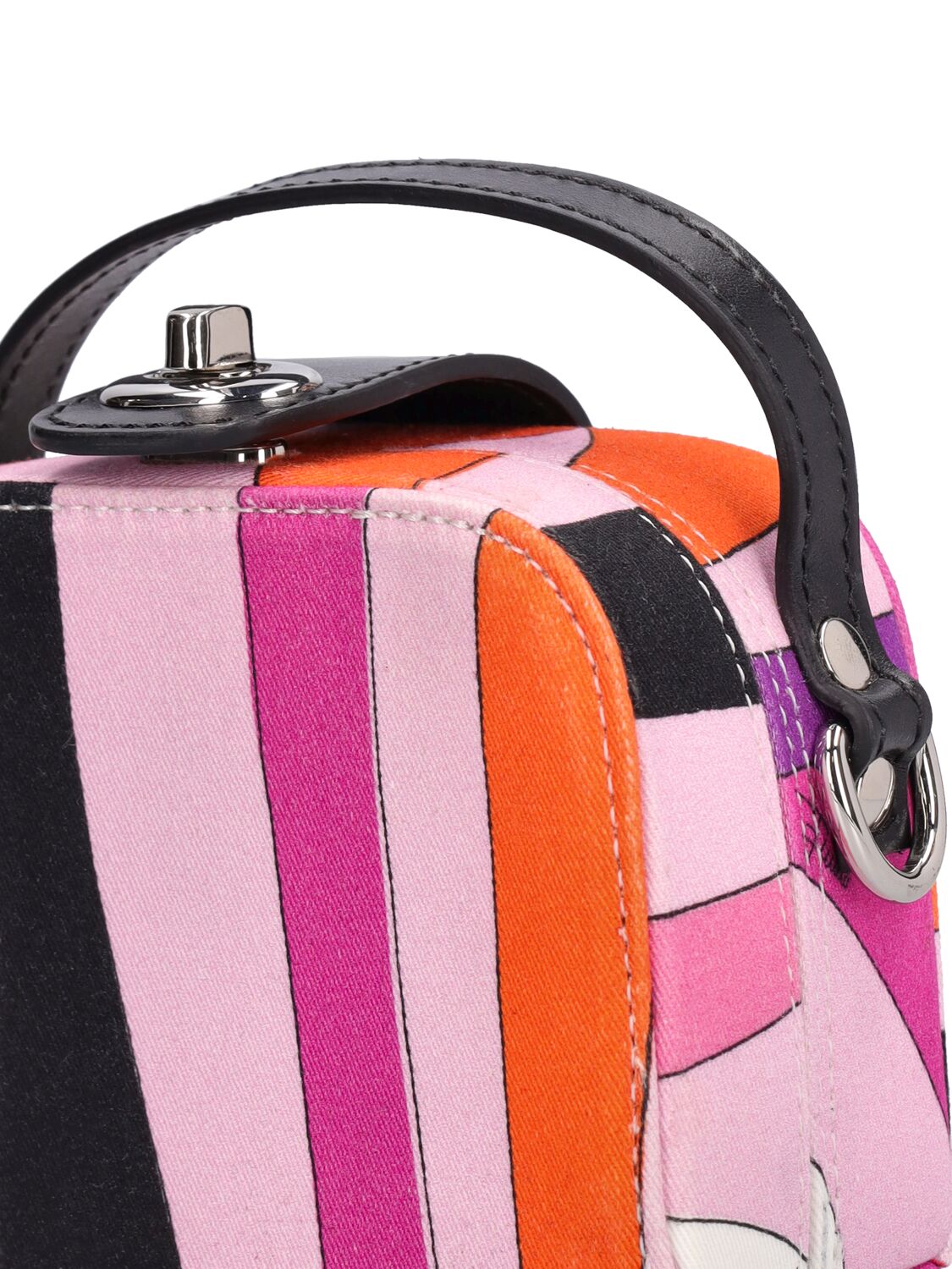 Shop Pucci Printed Cotton Gabardine Shoulder Bag In Fuchsia,multi