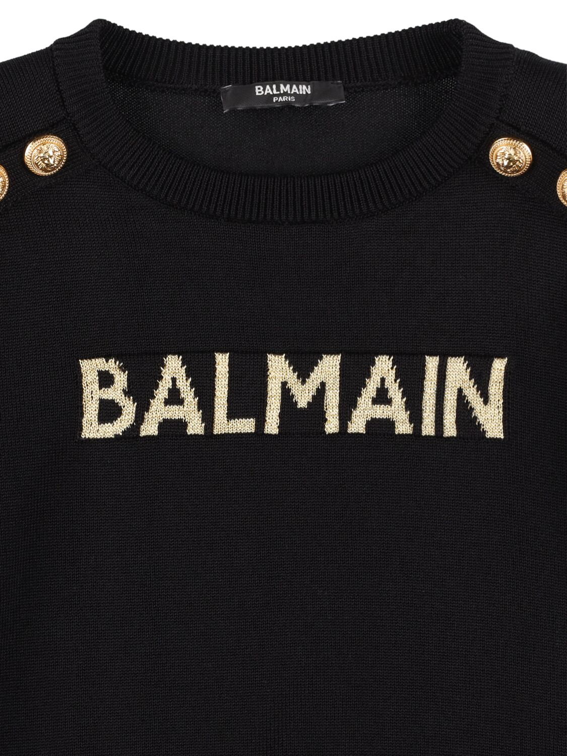 Shop Balmain Cotton & Viscose Knit Logo Sweater In Black
