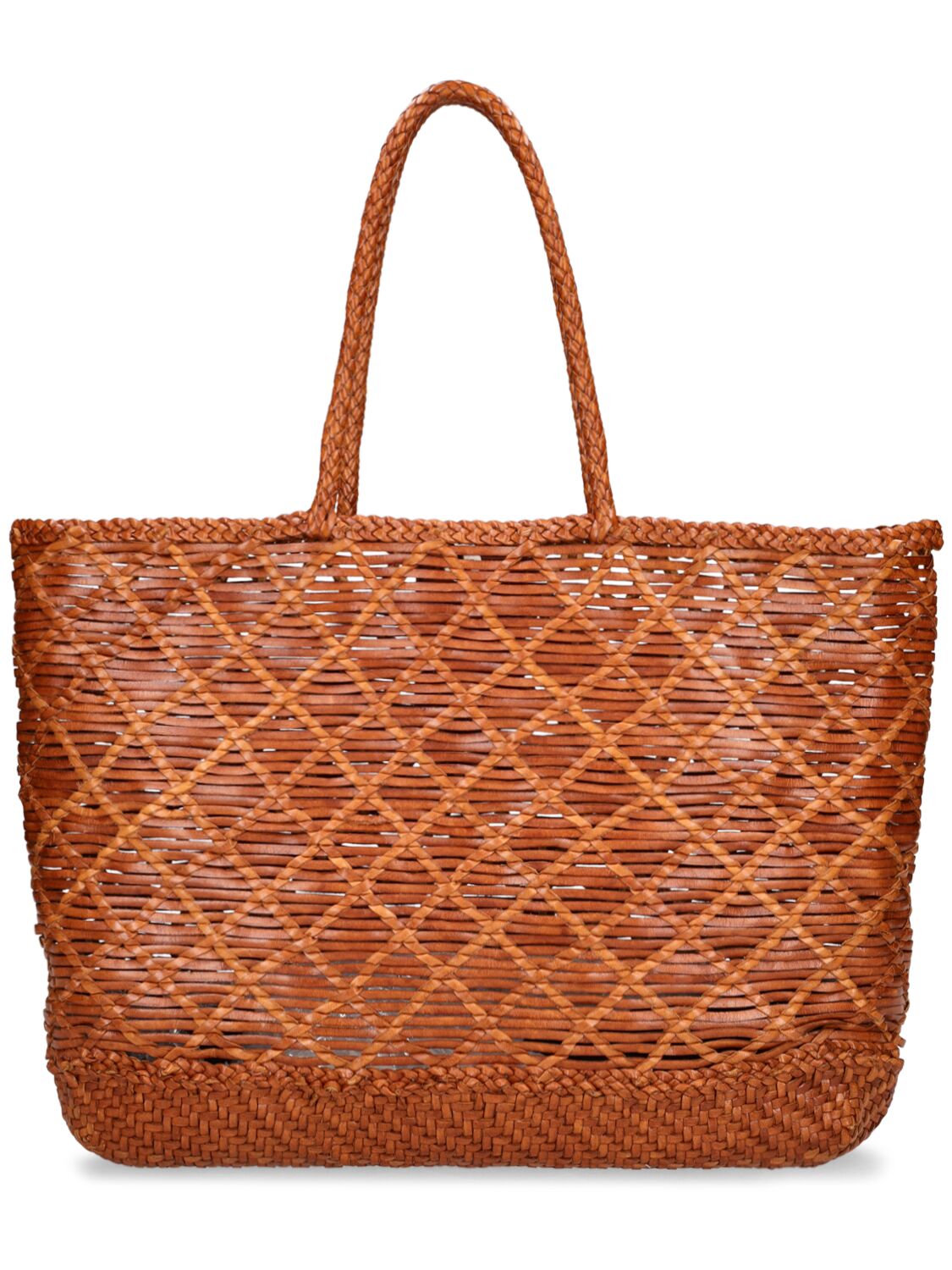 Shop Dragon Diffusion Corso Weave Leather Top Handle Bag In Tan