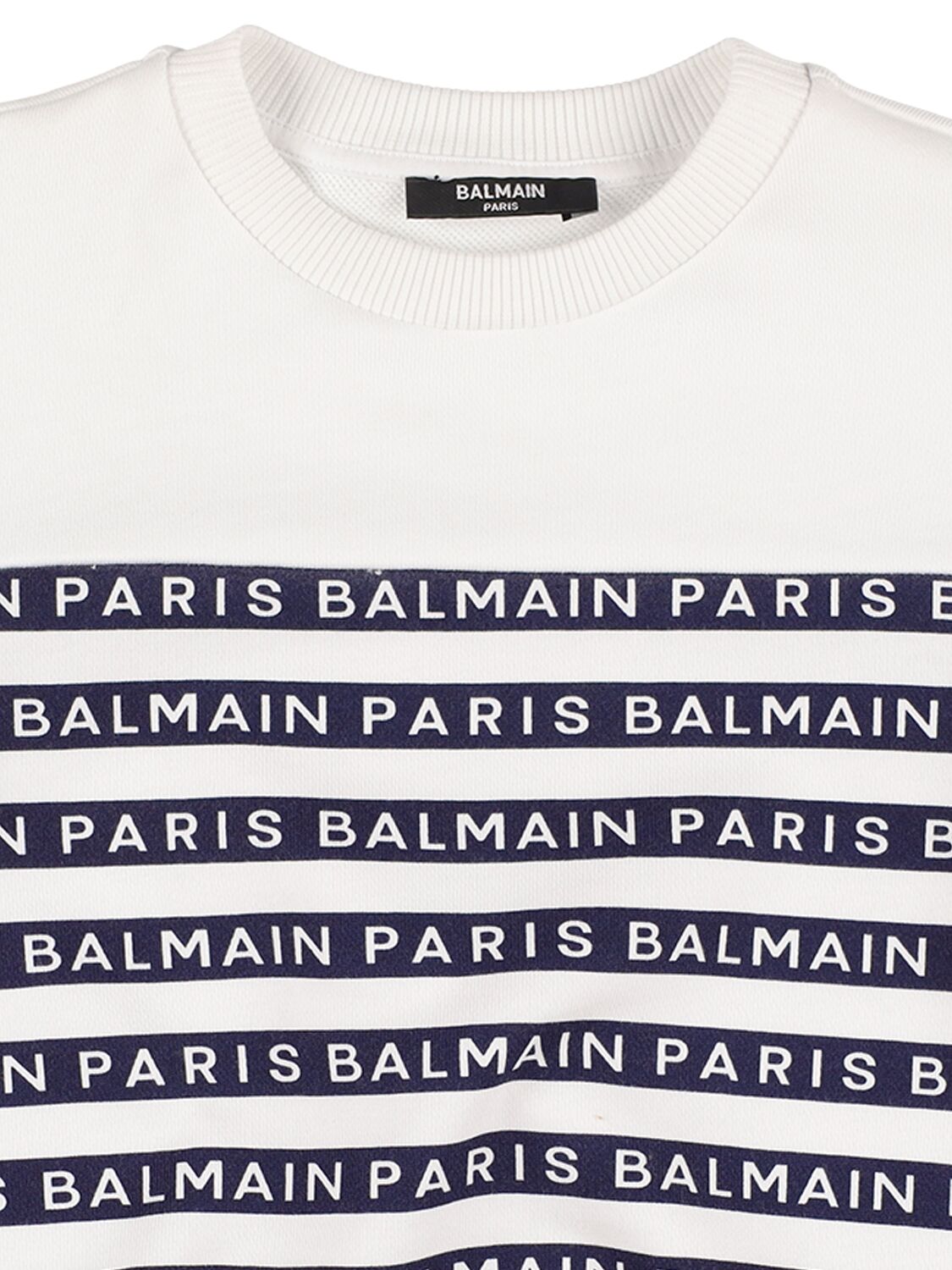 Shop Balmain Organic Cotton Sweatshirt In White,blue