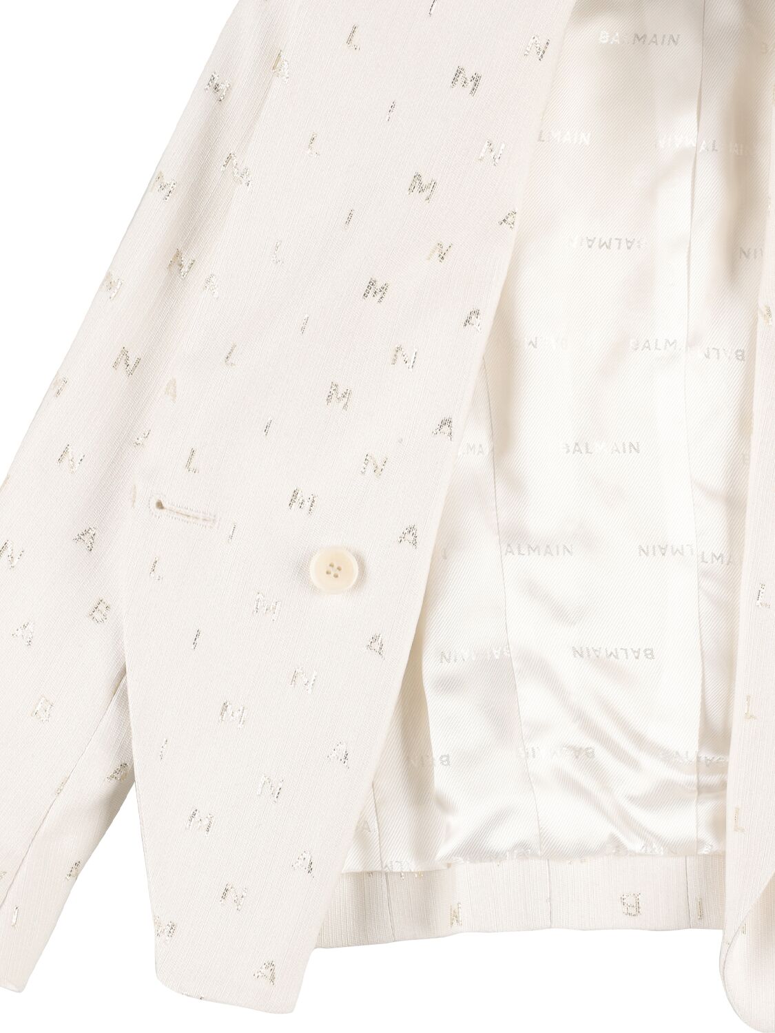 Shop Balmain Viscose Gabardine Jacket In White,gold