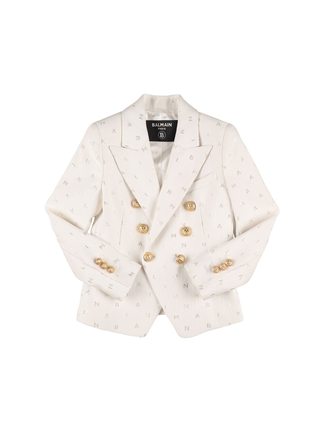 Balmain Kids' Viscose Gabardine Jacket In White,gold