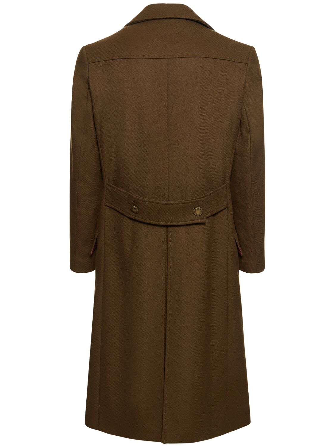 Shop Bottega Martinese Double Breast Wool Blend Long Coat In Brown