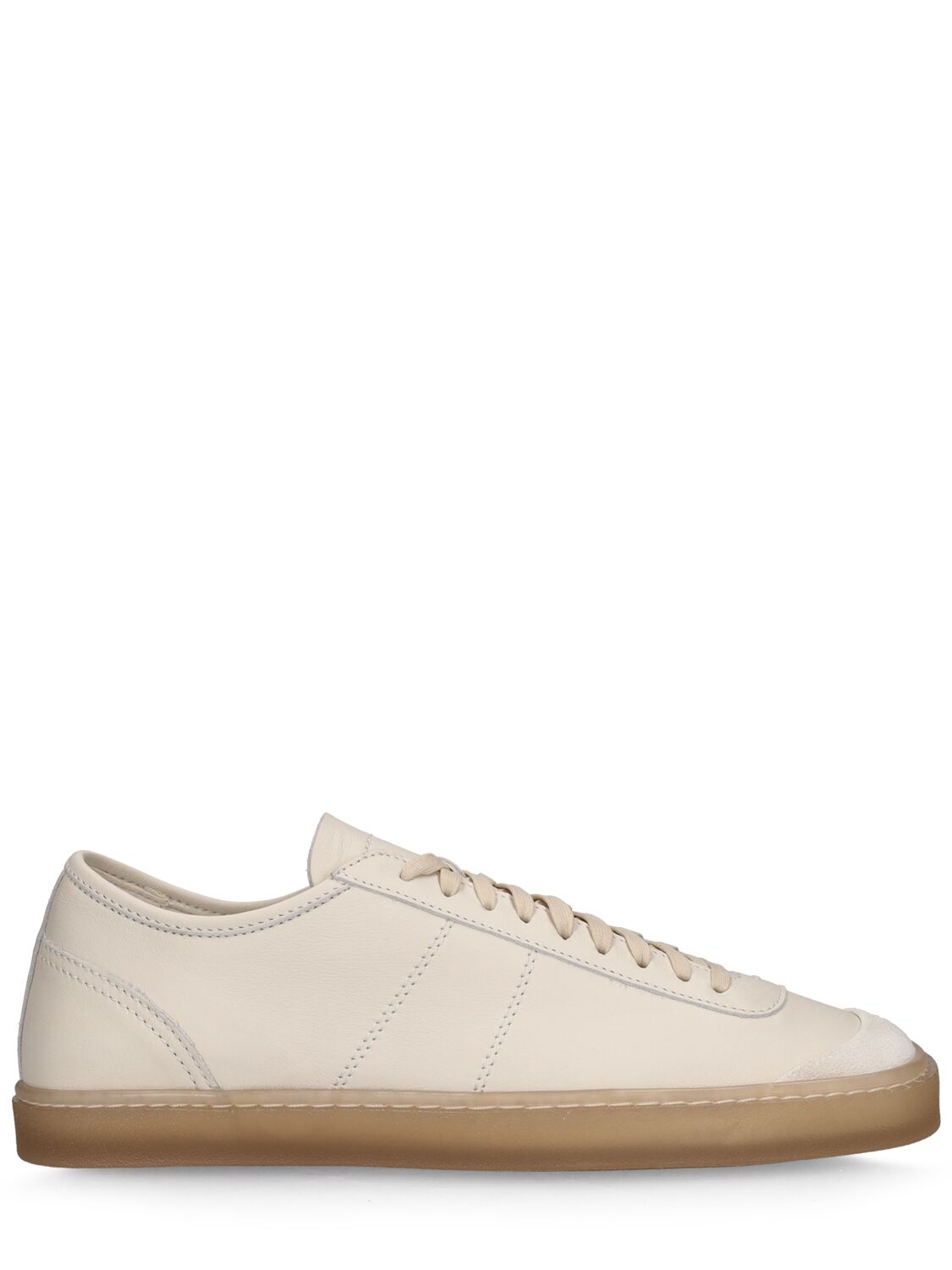 Clay White Linoleum Laced Up Trainers in Soft Leather