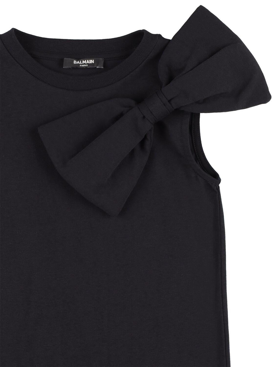 Shop Balmain Organic Cotton Jersey Dress In Black