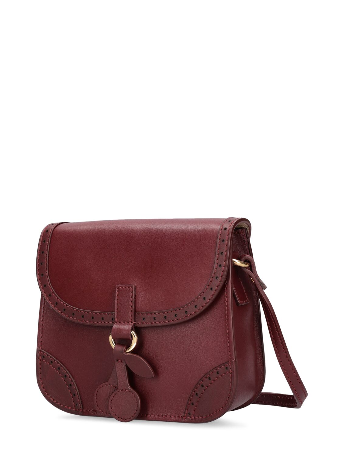 Shop Bonpoint Leather Shoulder Bag In Bordeaux