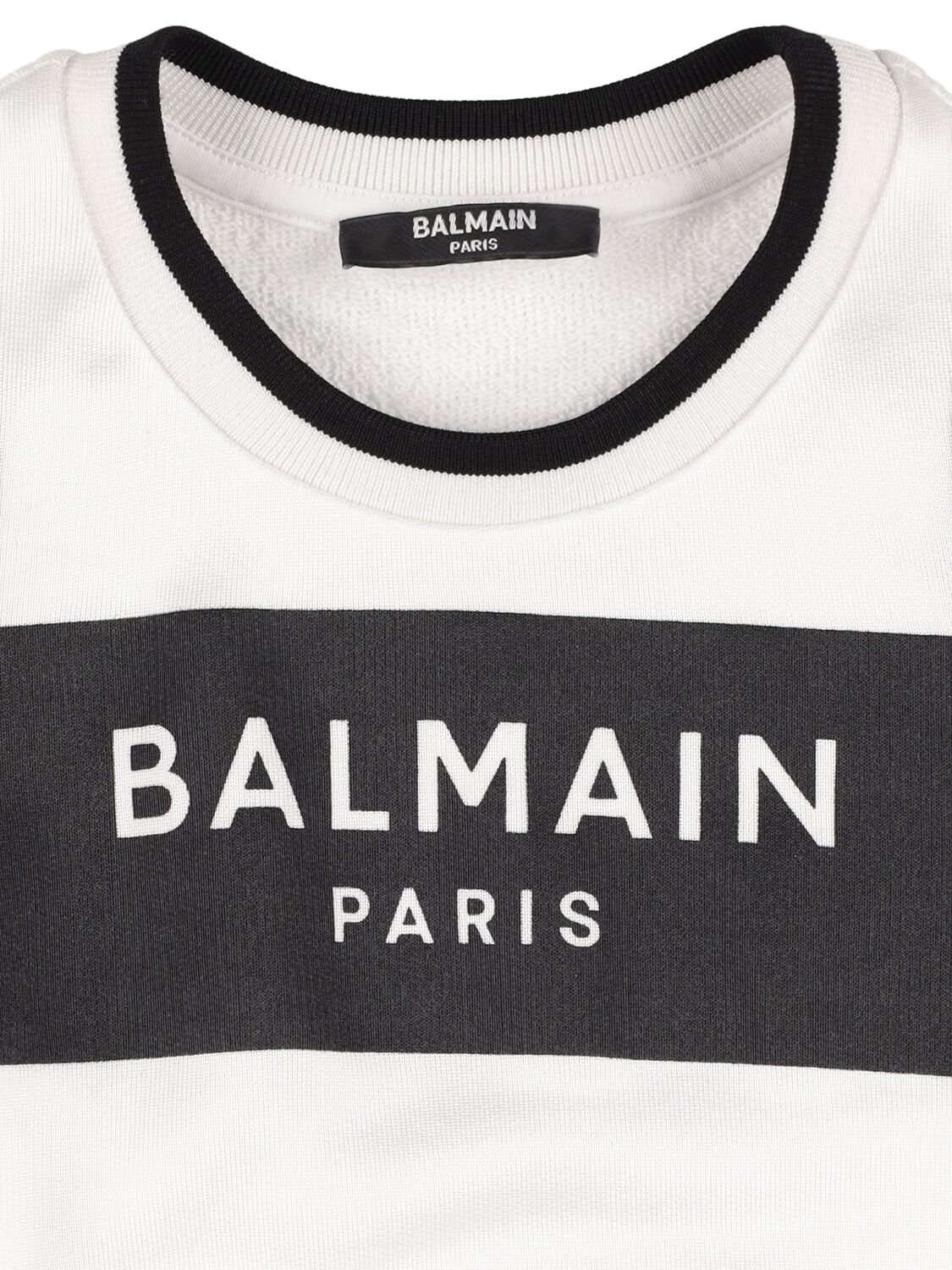 Balmain Recycled Blend Cotton Sweat Top In White,black