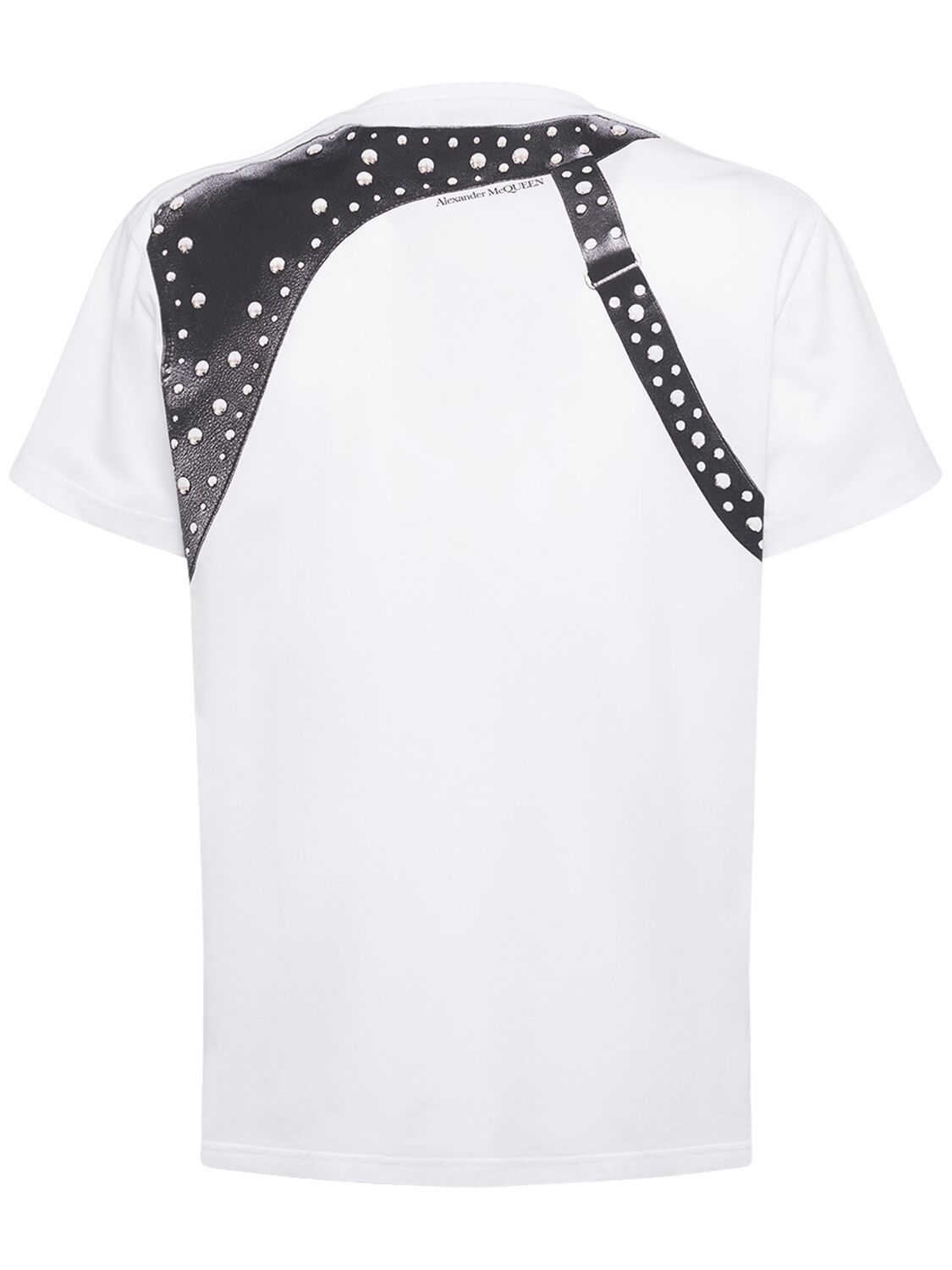 Shop Alexander Mcqueen Stud Harness Cotton T-shirt In White,black