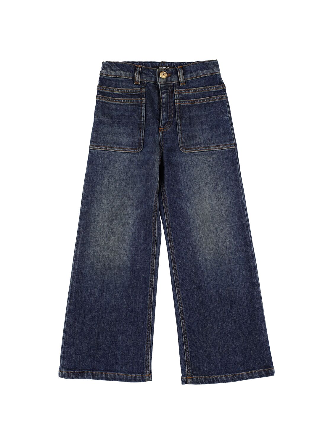 Balmain Kids' Organic Cotton Denim Jeans In Blue
