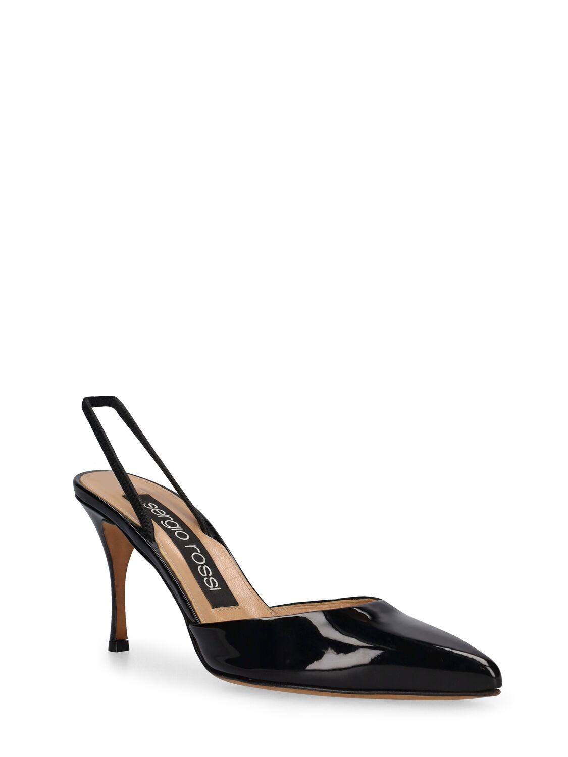 Shop Sergio Rossi 75mm Patent Leather Slingback Pumps In Black