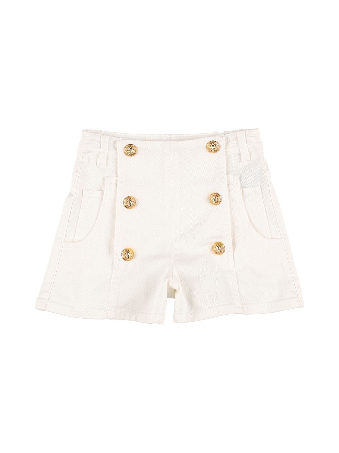 Balmain Kids' Cotton Blend Shorts In White