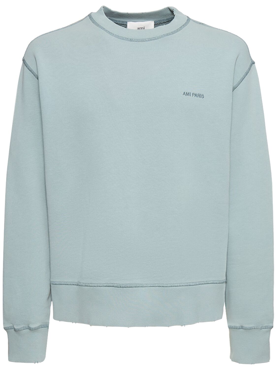 Ami Alexandre Mattiussi Fade Out Logo Crewneck Sweatshirt In Aquamarine