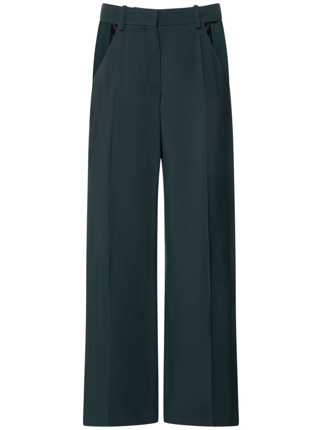 Mugler Viscose Twill Straight Cutout Pants In Green