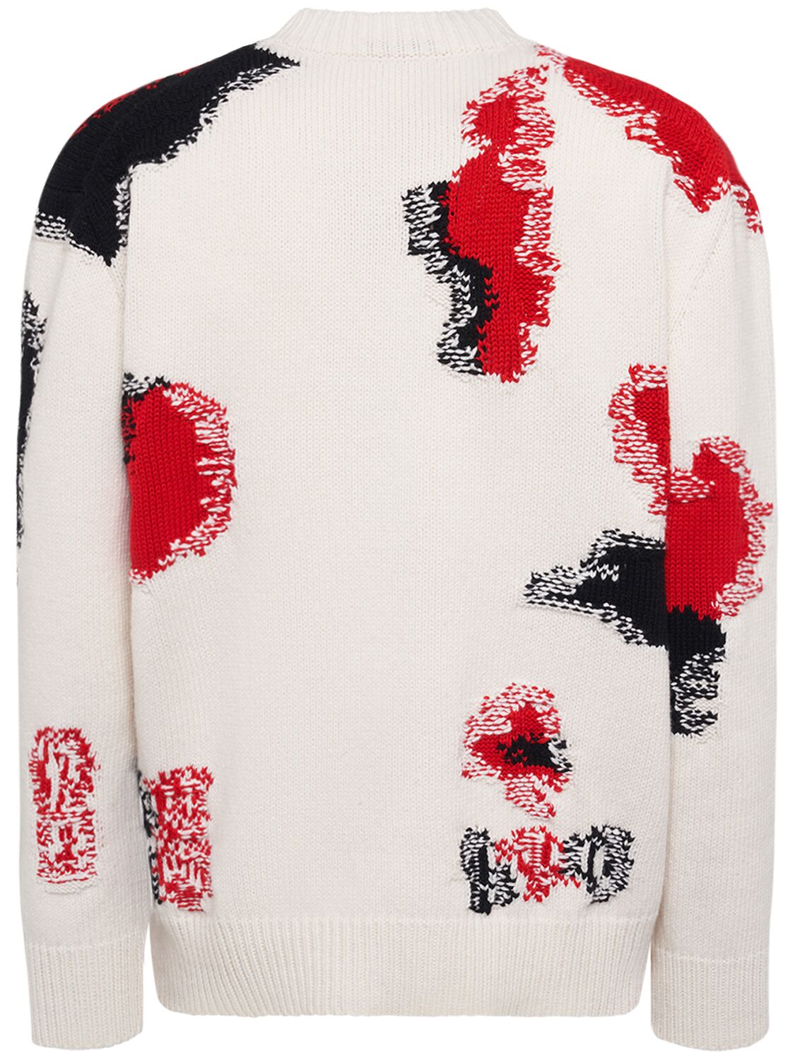 Shop Alexander Mcqueen Crafted Wool Blend Knit Sweater In Ivory,red