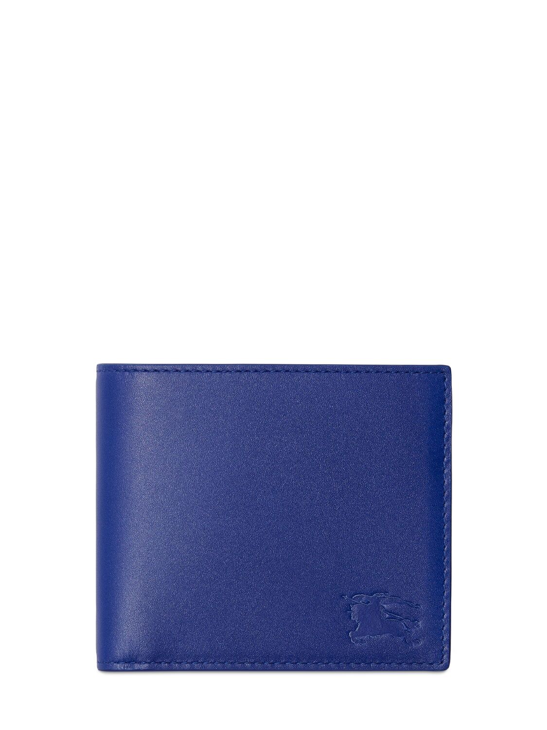 Burberry Check Embossed Leather Wallet In Blue