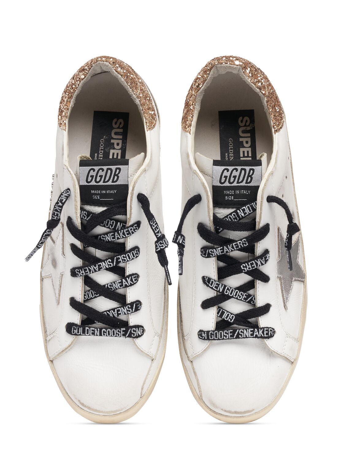 Shop Golden Goose 20mm Super-star Leather Sneakers In White,silver