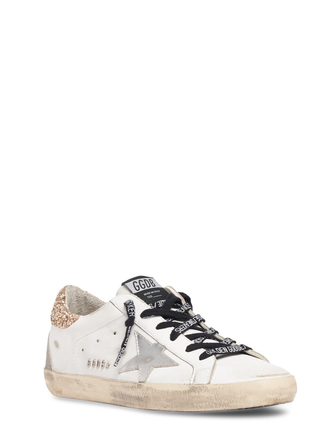 Shop Golden Goose 20mm Super-star Leather Sneakers In White,silver