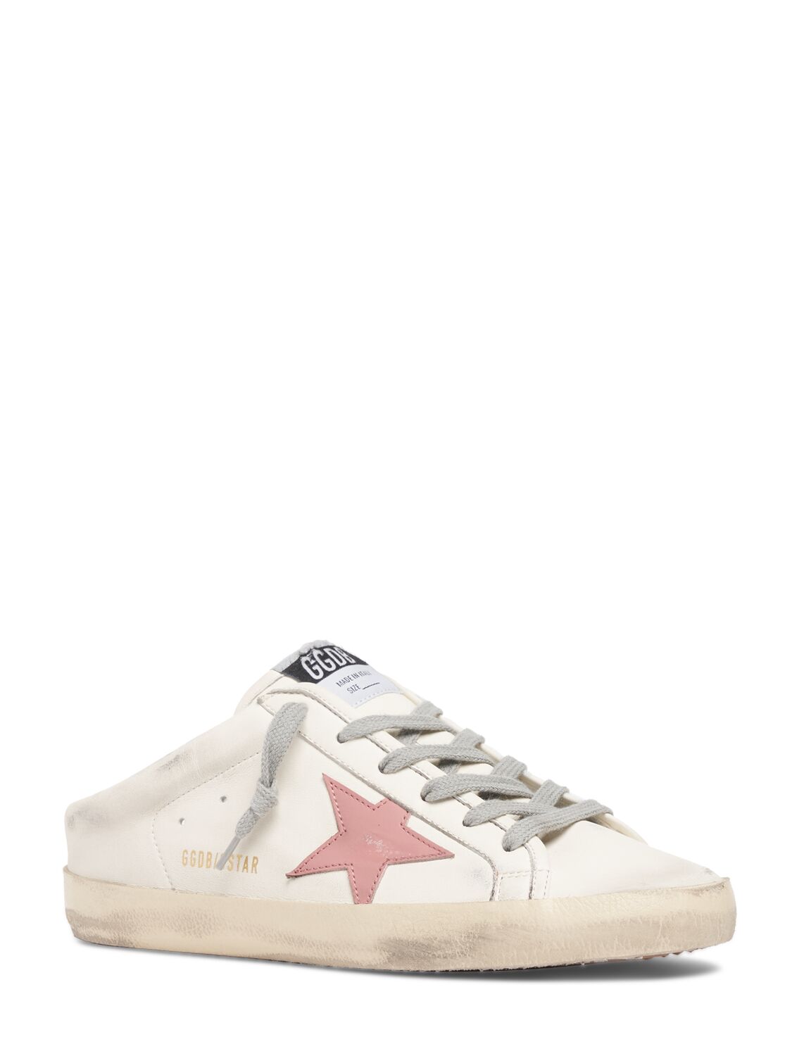 Shop Golden Goose 20mm Super-star Napa Leather Mules In White,pink