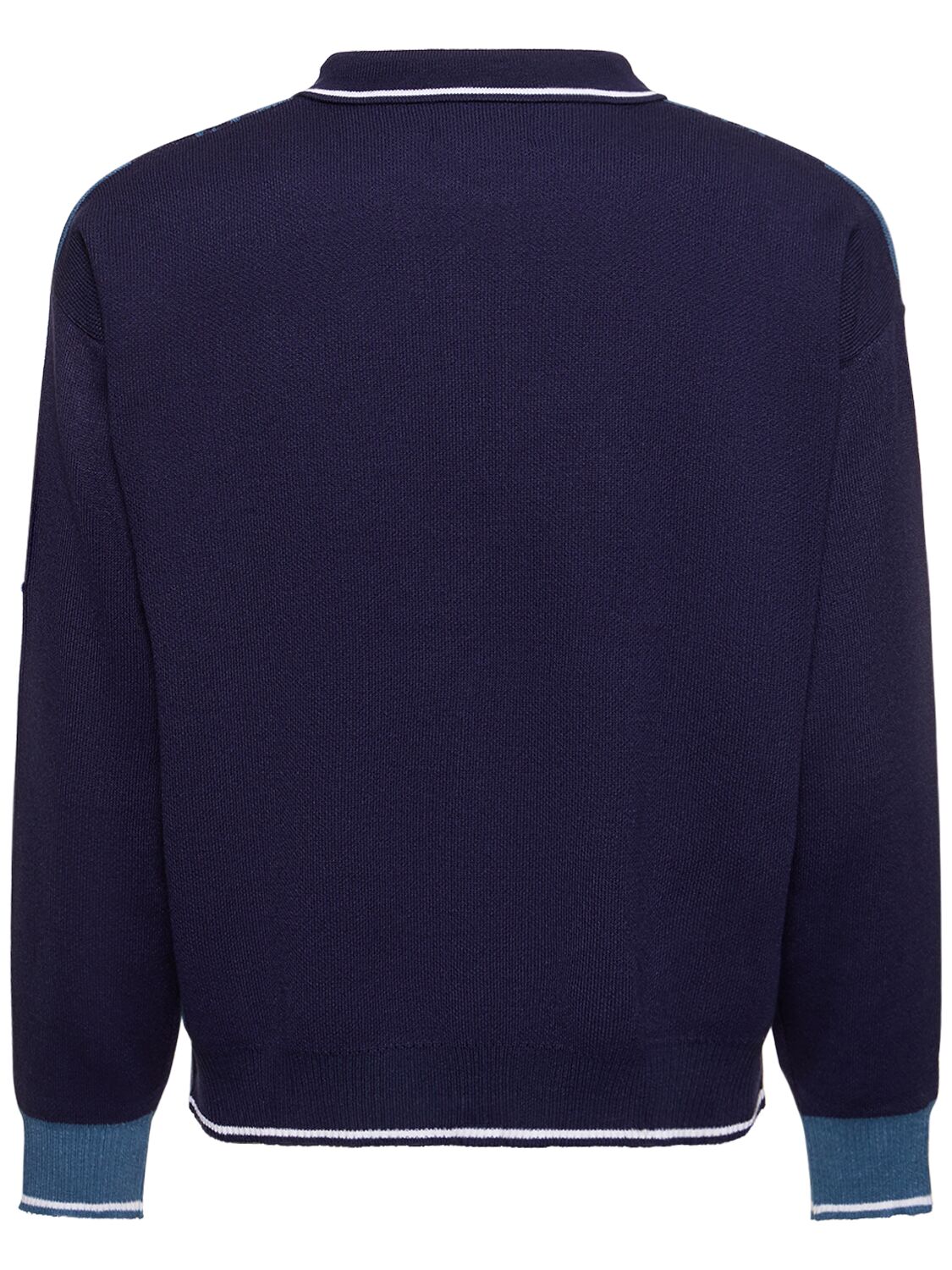 Shop Deva States Links Knitted Zip-up Polo Sweater In Blue