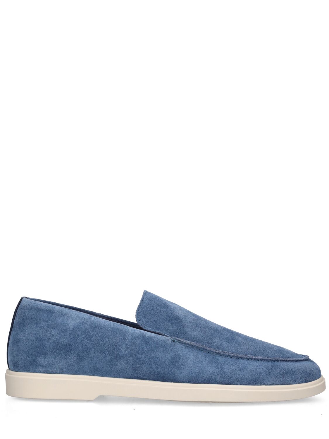 Frescobol Carioca Miguel Leather-trimmed Suede Loafers In Blue