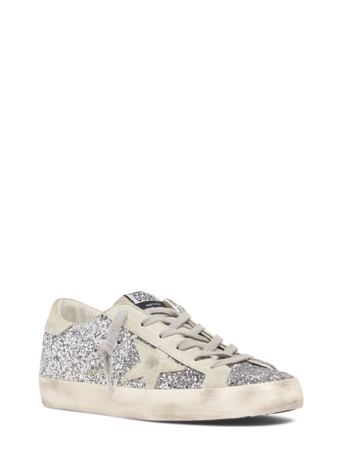 Shop Golden Goose 20mm Super-star Glittered Sneakers In Silver,ice