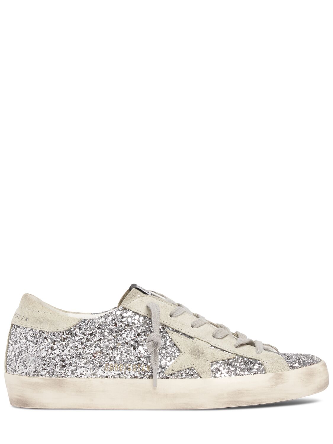 Golden Goose 20mm Super-star Glittered Sneakers In Silver,ice