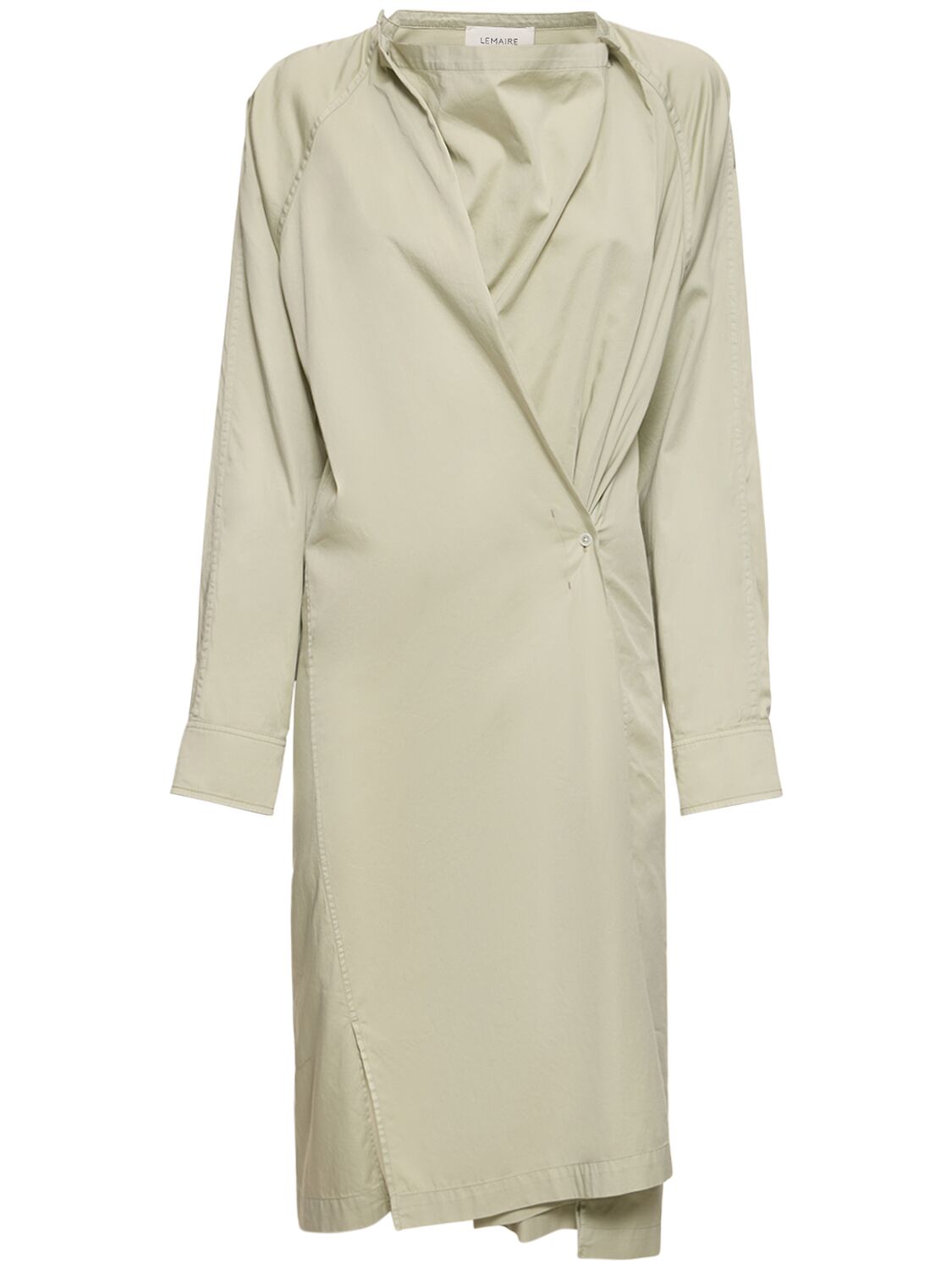 Shop Lemaire Twisted Cotton Midi Shirt Dress In Sage