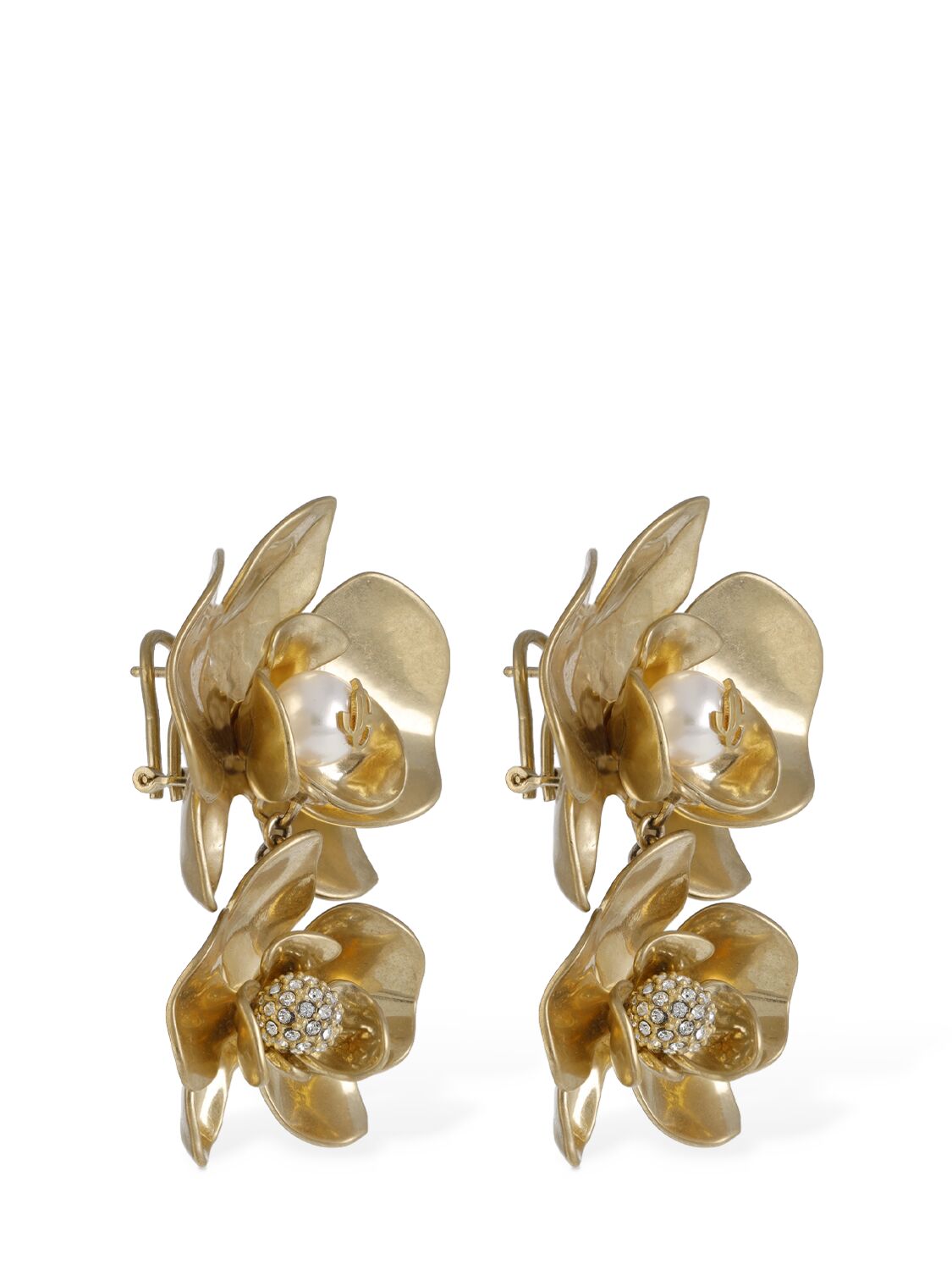 Shop Jimmy Choo Petal Crystals Drop Earrings In Gold,crystal