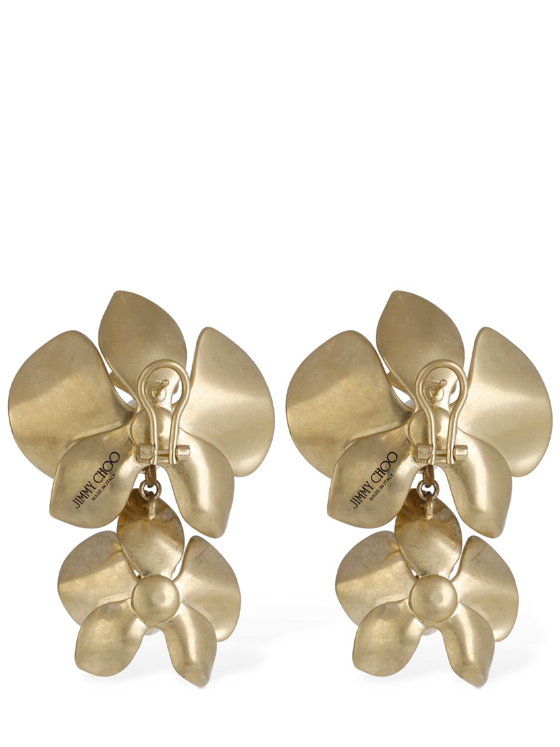 Shop Jimmy Choo Petal Crystals Drop Earrings In Gold,crystal