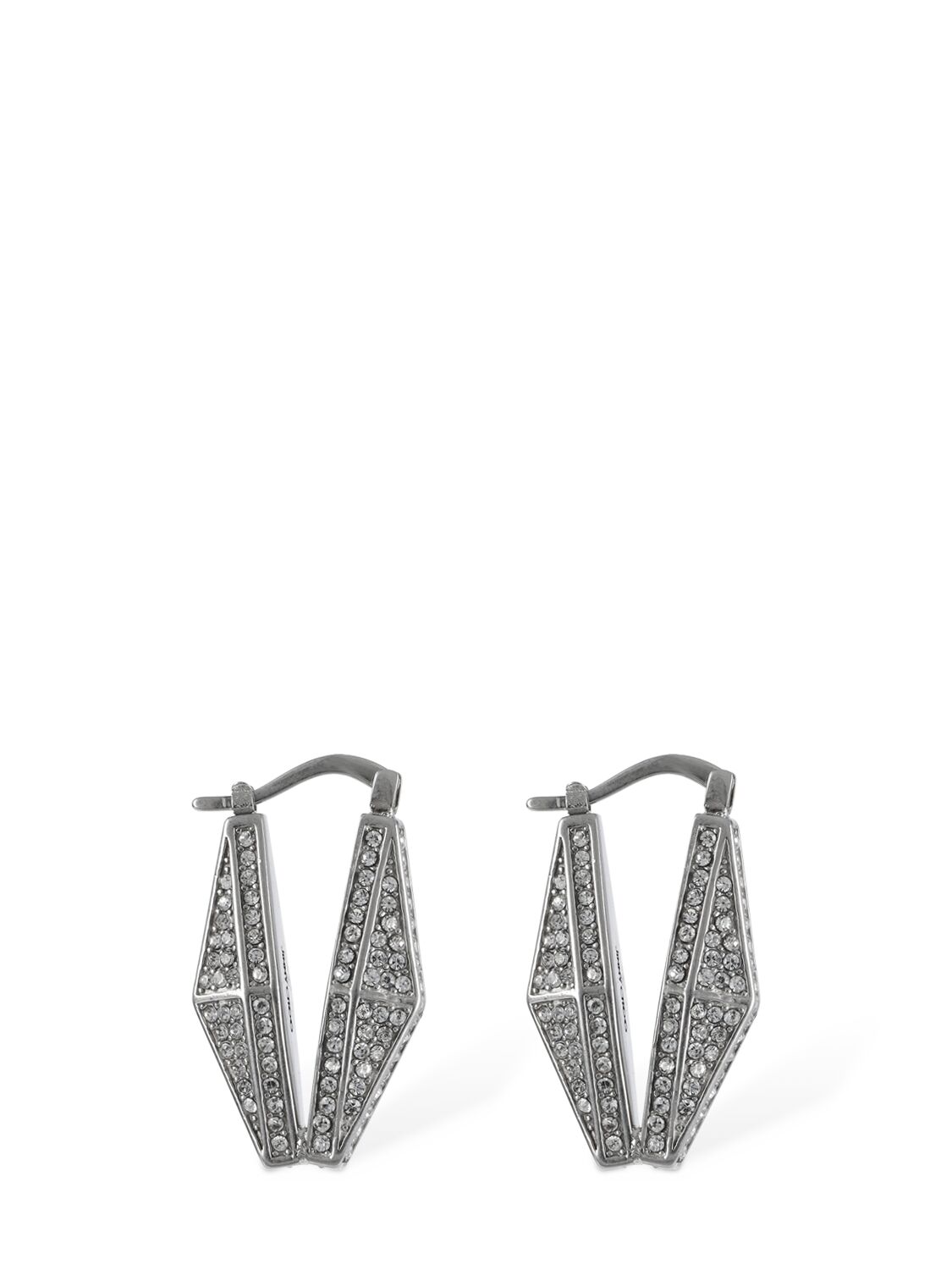 Jimmy Choo Diamond Effect Hoop Earrings In Silver