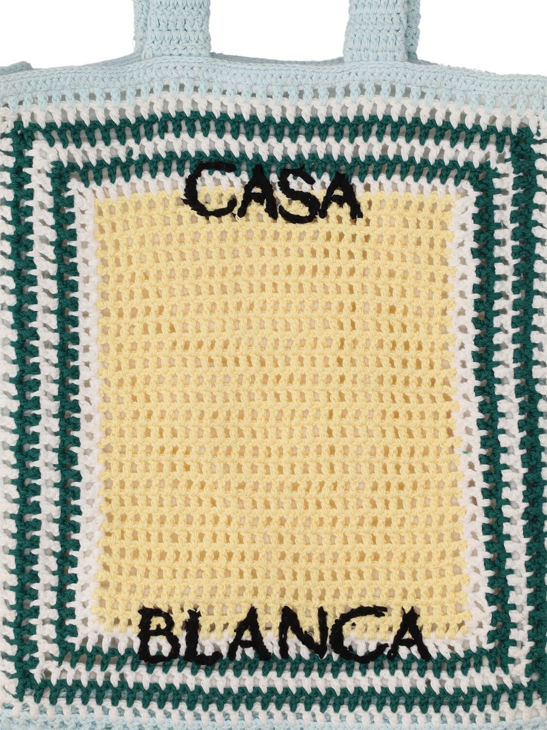 Shop Casablanca Logo Cotton Crochet Tote Bag In Multicolor