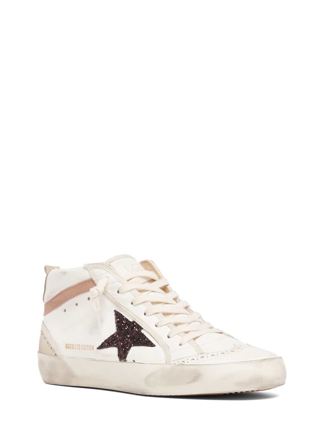 Shop Golden Goose 20mm Mid Star Napa Leather Sneakers In White,brown