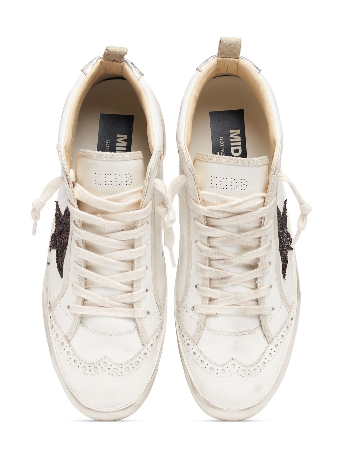 Shop Golden Goose 20mm Mid Star Napa Leather Sneakers In White,brown