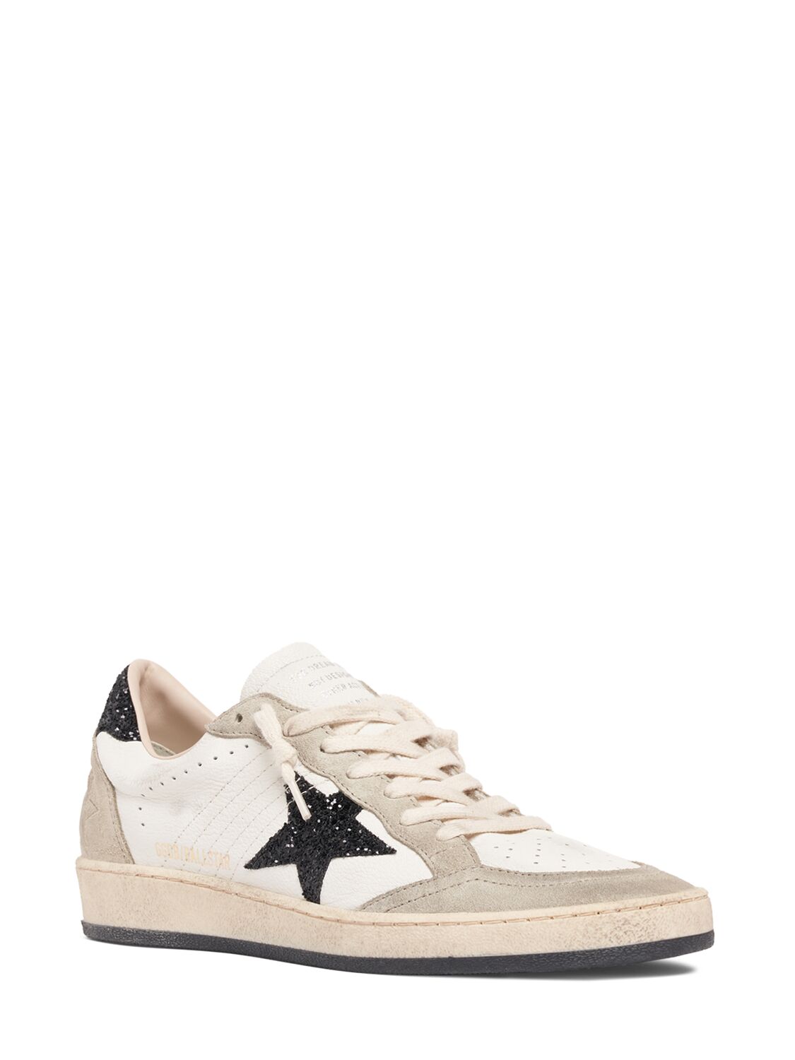 Shop Golden Goose 20mm Ballstar Napa Leather Sneakers In White,black