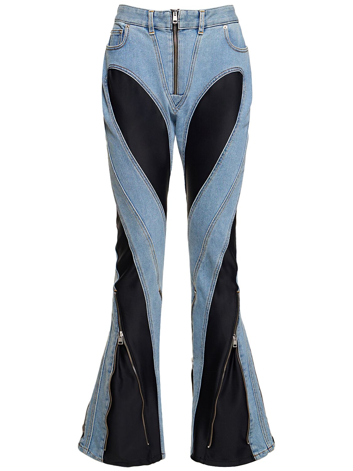 Image of Spiral Denim & Jersey Zip Skinny Jeans