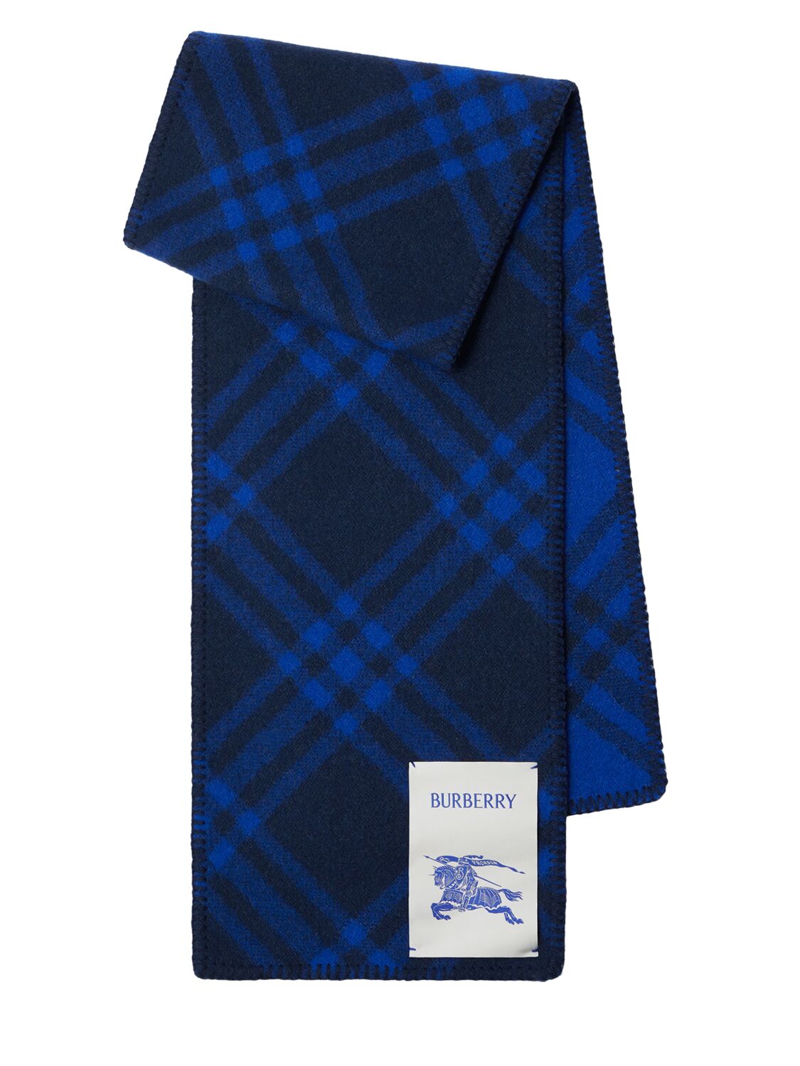 Image of Check Wool Scarf W/ Logo