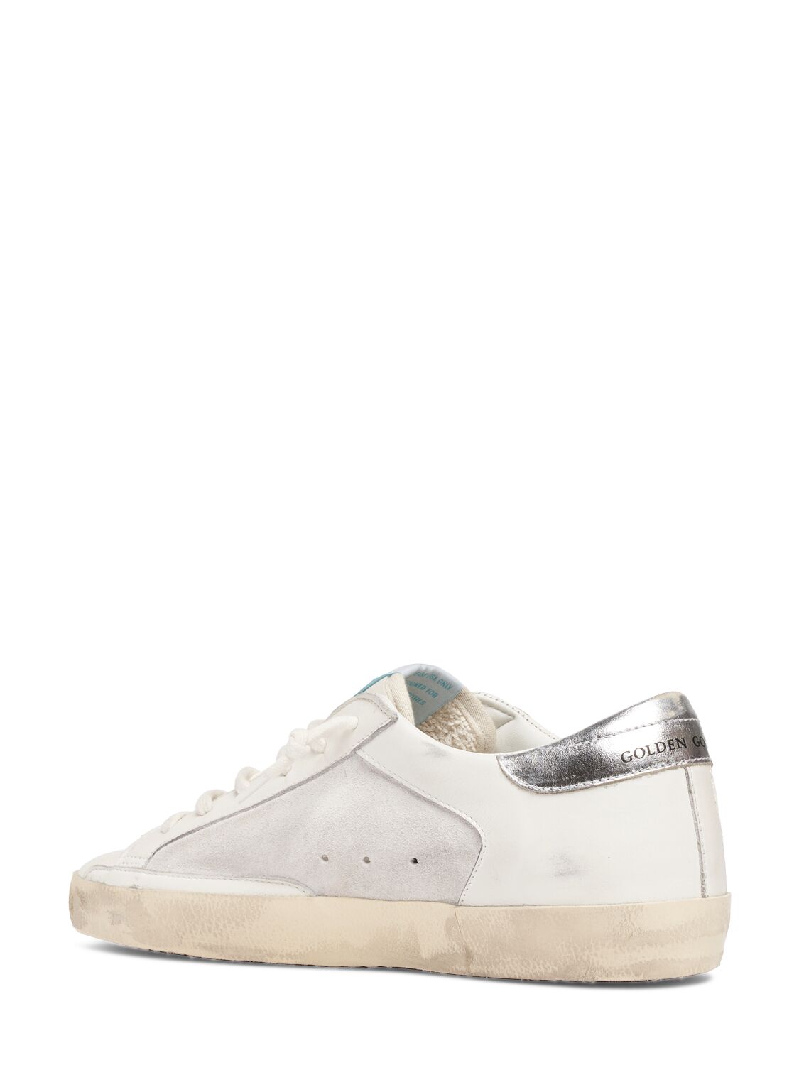 Shop Golden Goose 20mm Super-star Suede & Leather Sneakers In White,silver