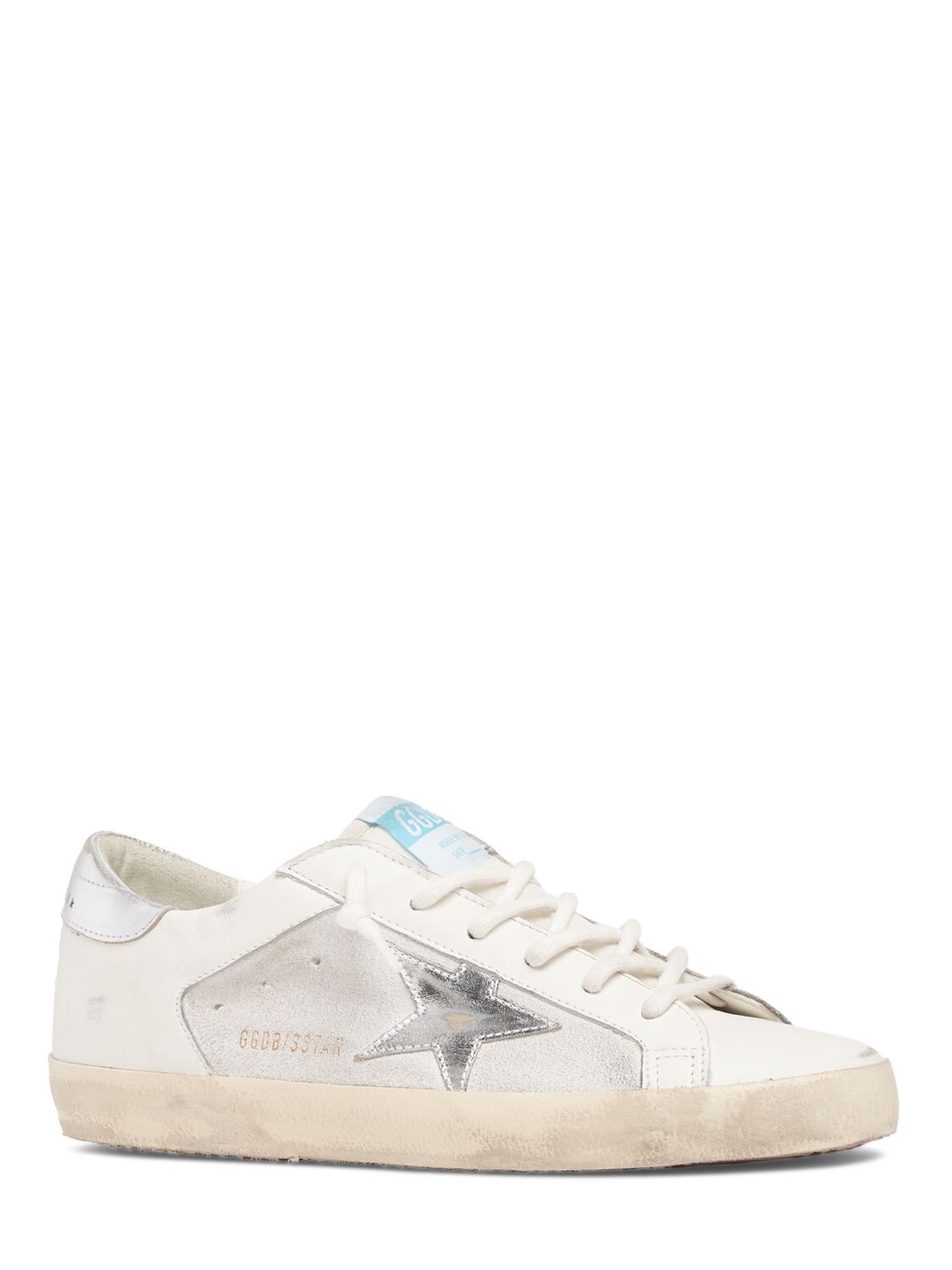 Shop Golden Goose 20mm Super-star Suede & Leather Sneakers In White,silver