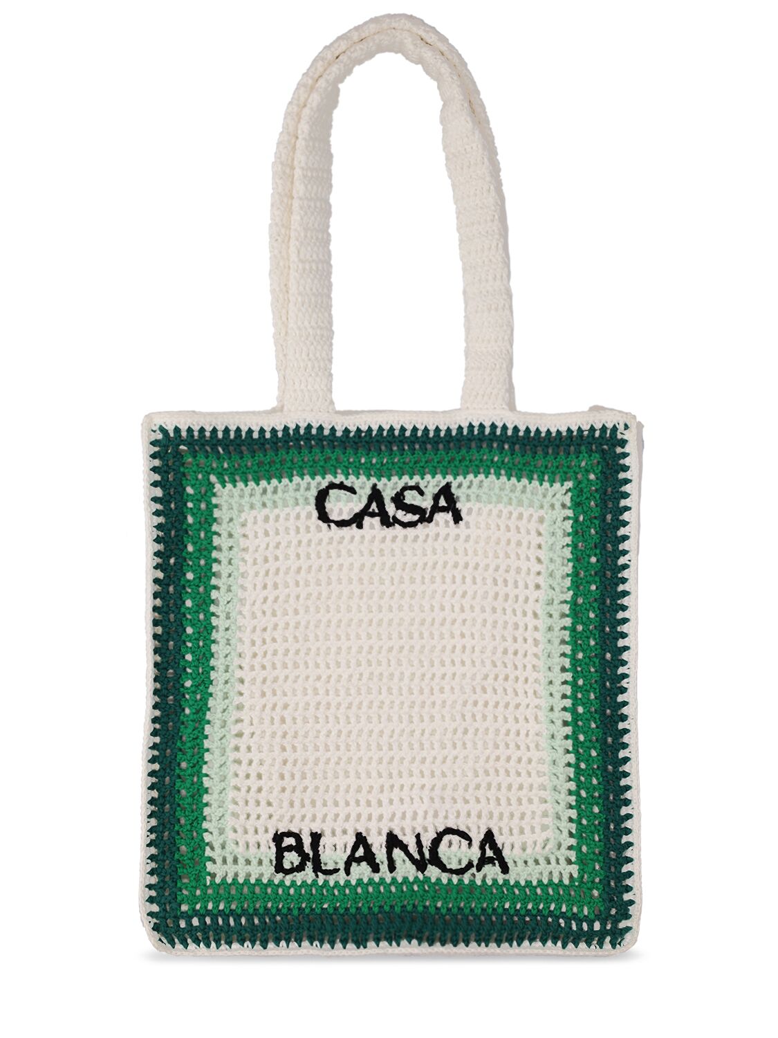 Shop Casablanca Logo Cotton Crochet Tote Bag In Green